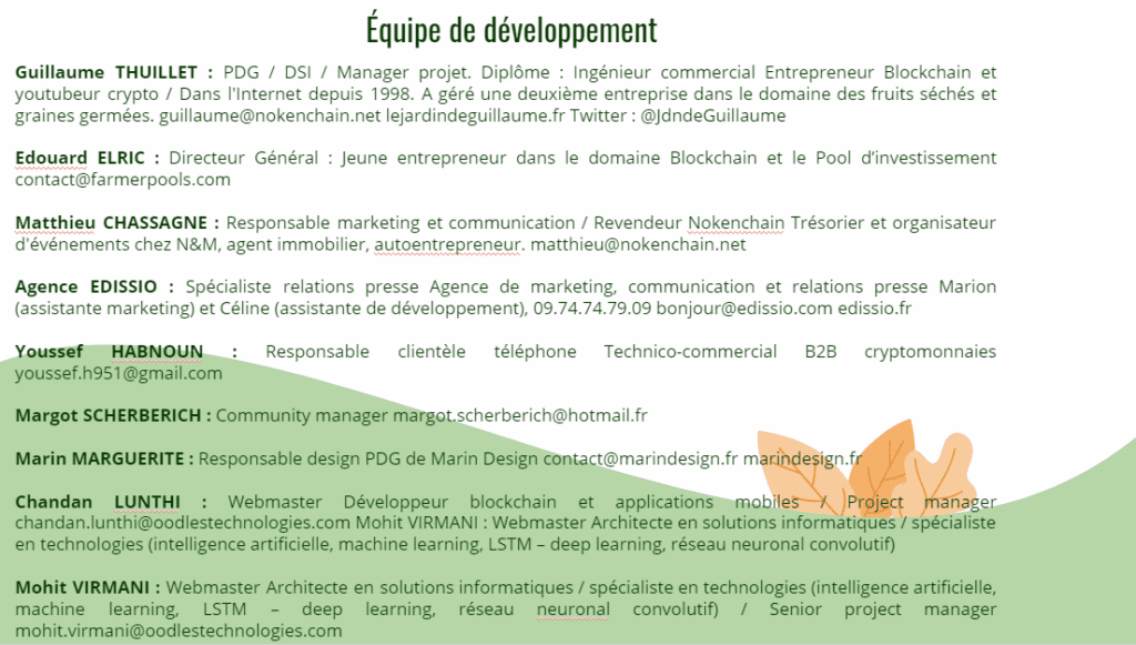 Équipe FarmerPools - fondateurs et membres de la plateforme agricole